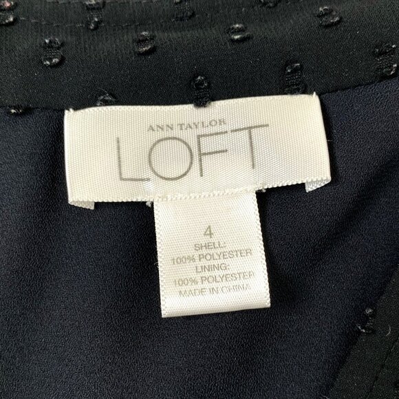 Ann Taylor LOFT Flutter Sleeve V Neck Blouse Womens size 4 Black - Picture 5 of 10